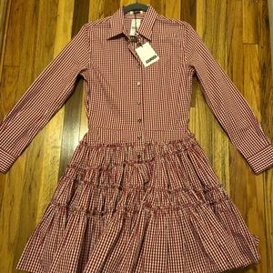 Jourden red stripe fit flare shirt dress sz 36 NWT